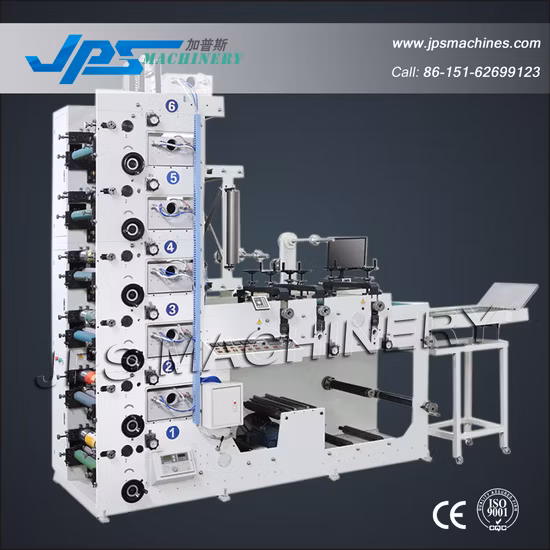 Automatische Etiketten-Flexodruckmaschine mit Laminier-, Rotationsstanz- und Schneidestation/Papierbecher-/Folienaufkleber-Flexodrucker-Schneider